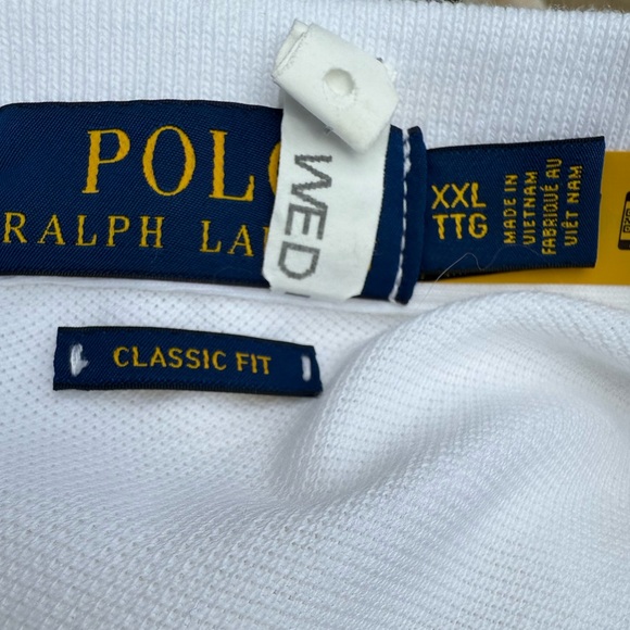 Polo Ralph Lauren Classic Fit Cotton White Blue Logo Polo Shirt Size XXL - Picture 8 of 9